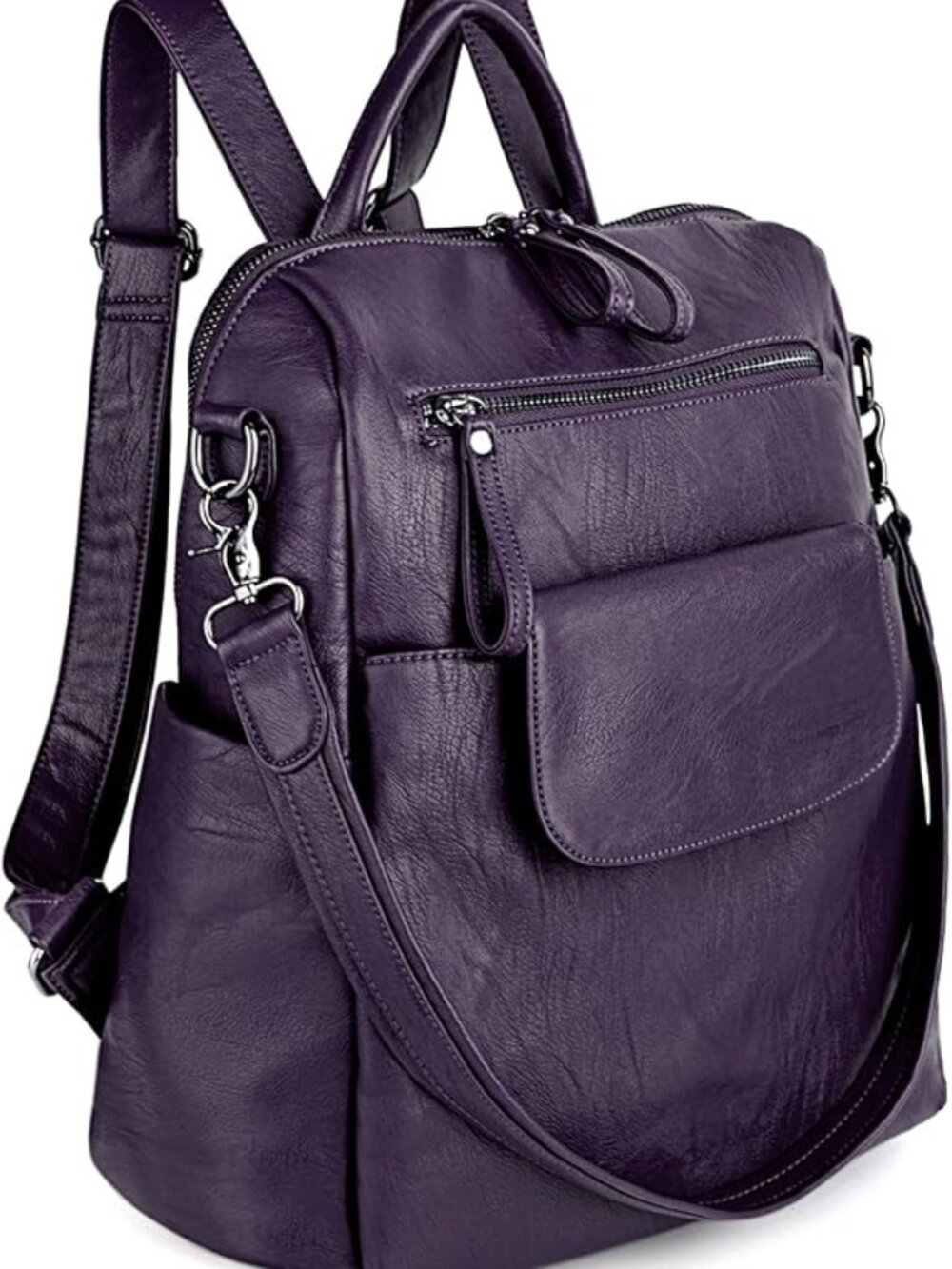 NWT UTO Convertible Backpack Purse Purple Vegan Leather Crossbody Bag